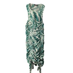 BY.DYLN (S) Bodycon Ruched Dress - Green/White